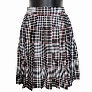 R SOFIA PLAID STRETCH KNIT SKIRT PLEATED BLACK WHITE RED PREPPY SCHOOL GIRL S